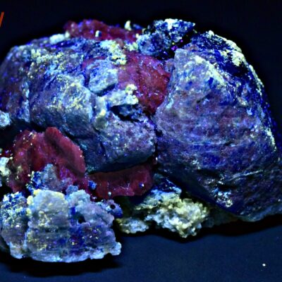 197 Gram Fluorescent Bi-Color Afghanite Crystals Specimen With Fluorescent Calcite & Pyrite From Badakhshan Afghanistan