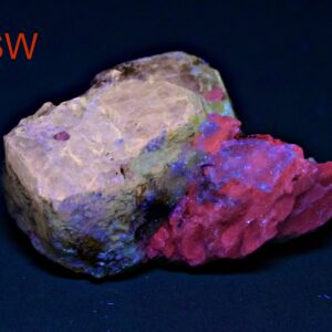 83 Carat Fluorescent Wernerite Scapolite Crystal With Fluorescent Calcite From Badakhshan Afghanistan