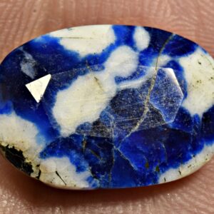8 Carat Faceted Sodalite Cut Gemstone With Gonnardite & Pyrite From Badakhshan Afghanistan