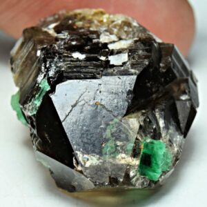 62 Carat Green Emerald Crystal Specimen With Smoky Quartz From Panjsher Afghanistan