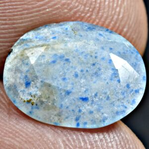 3.3 Carat Faceted Fluorescent Afghanite Cut Gemstone With Lazurite Dot From Afghanistan