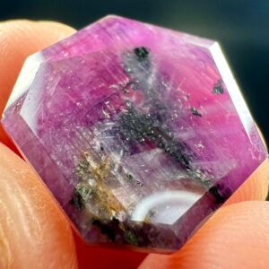 11.5 Carat Faceted Fluorescent Kashmir Pink Sapphire Corundum Slice