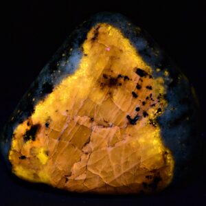 425 Carat Fluorescent Afghanite Palm Stone With Fluorescent Wernerite & Pyrite From Afghanistan