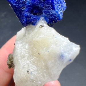 174 Carat Lazurite Crystal Specimen On Fluorescent Calcite Matrix With Pyrite From Badakhshan Afghanistan