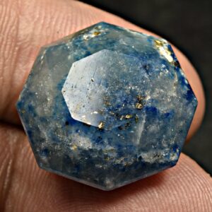 28 Carat Fluorescent Faceted Afghanite Cut Gemstone With Pyrite From Badakhshan Afghanistan
