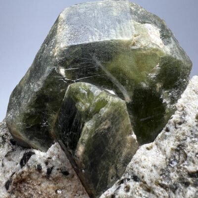 Large Green Diopside Crystal with Biotite Mica – Afghanistan Collector Specimen