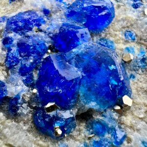 Rare Fluorescent Hauyne Crystal Cluster with Calcite, Vesuvianite, Pyrite & Lapis Lazuli