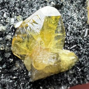 67 Grams Titanite Sphene Crystal With Aegirine And Fluorescent Calcite Crystals From Zagi Pakistan