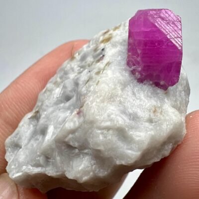 97 Carat Terminated Fluorescent Ruby Crystal Specimen From Jigdalok Afghanistan