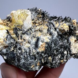 206 Grams Terminated Titanite Sphene Crystal With Aegirine Cluster On Matrix From Pakistan