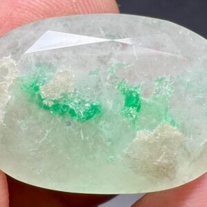 33 Carat Faceted Quartz with Emerald Inclusions from Swat Pakistan