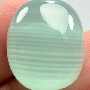 17 Carat Rare Faceted Green Cabochon Gemstone With Striations From Pakistan