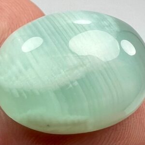 19 Carat Rare Faceted Green Cabochon Gemstone With Stripes From Pakistan