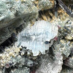 240 Gram Rare Blue Alkali Vorobyevite Beryl Crystals with Pink Tourmaline on Matrix from Badakhshan Afghanistan