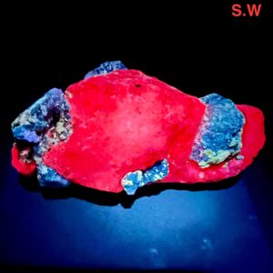 309 Carat Fluorescent Sodalite Crystals with Pyrite on Calcite Matrix from Badakhshan Afghanistan