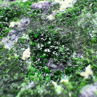 Green Uvarovite Garnet Crystals on Matrix Natural Specimen from Afghanistan