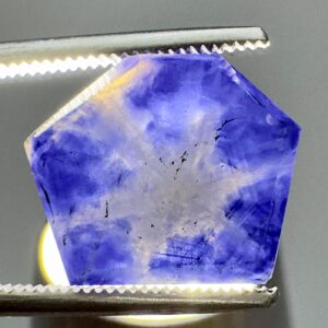 8.80 Carat Unique Hexagonal Trépiche Blue Sapphire Gemstone Slice From Badakhshan Afghanistan