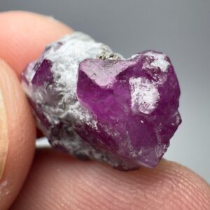 12 Carats Terminated Fluorescent Ruby Crystal with Pyrite On Matrix From Afghanistan