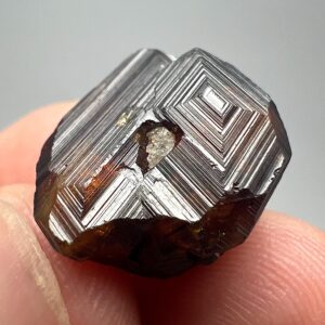 25 Carat Etched Stepped Garnet Crystal with Pyrite Inclusion from Afghanistan | Natural Mineral Specimen