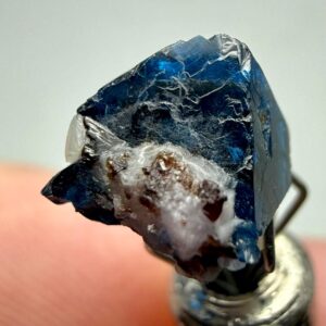 3.90 Carat Blue Spinel Terminated Fluorescent Crystal with Pyrite from Pakistan