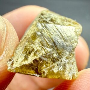 47 Carat Green Vesuvianite Crystal With Fluorescent Hyalite From Pakistan