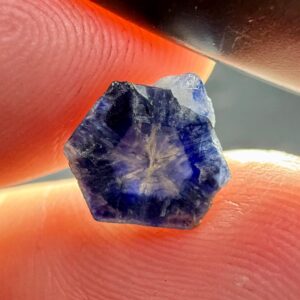 3.8 Carat Natural Hexagonal Terminated Fluorescent Sapphire Crystal From Badakhshan Afghanistan