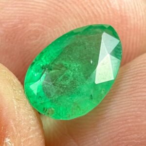 3.45 Carat Faceted Green Emerald Cut Gemstone From Chitral Pakistan